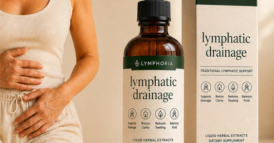 Flacon Lymphoria drainage lymphatique et son etui, etiquette anglophone